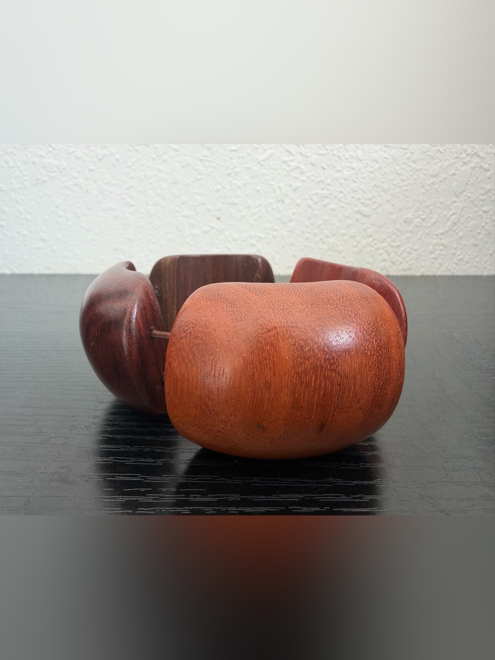 Chunky Wooden Bead Stretch Bracelet in Warm Brown